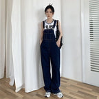Women's Jeans With Wide Leg Suspenders