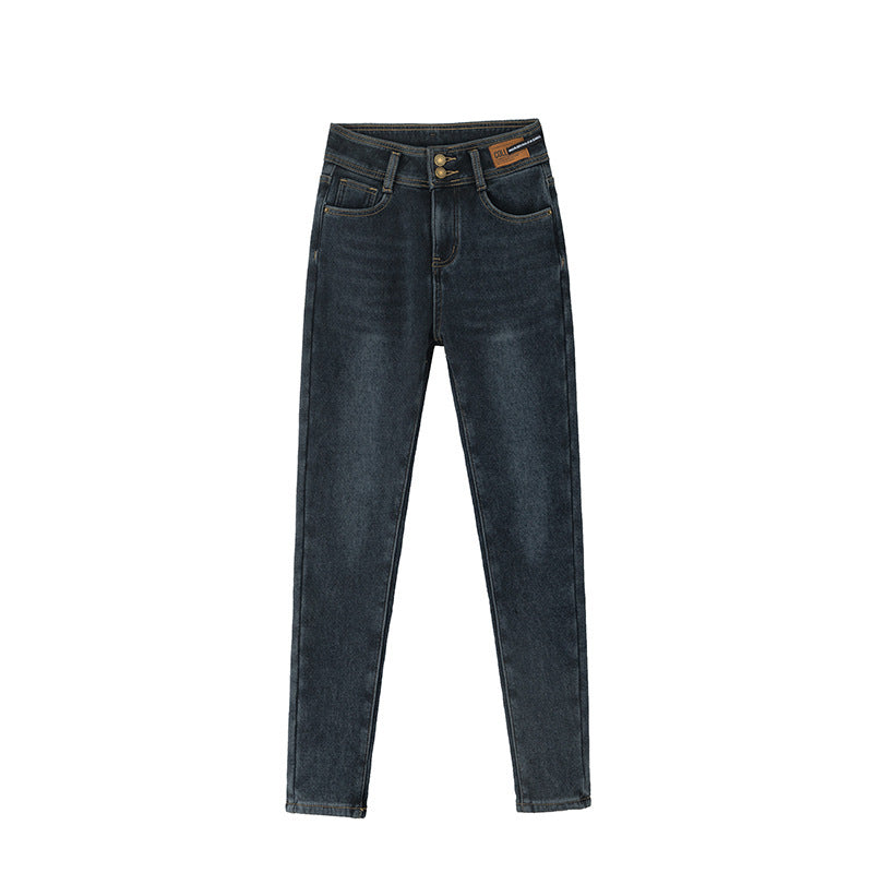 Women's Fleece-lined Thick Slim Fit Jeans