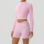 Women's Hip-Lifting Yoga Jacket And Shorts Set