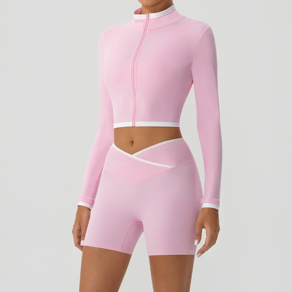 Women's Hip-Lifting Yoga Jacket And Shorts Set