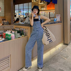 Women's Jeans With Wide Leg Suspenders