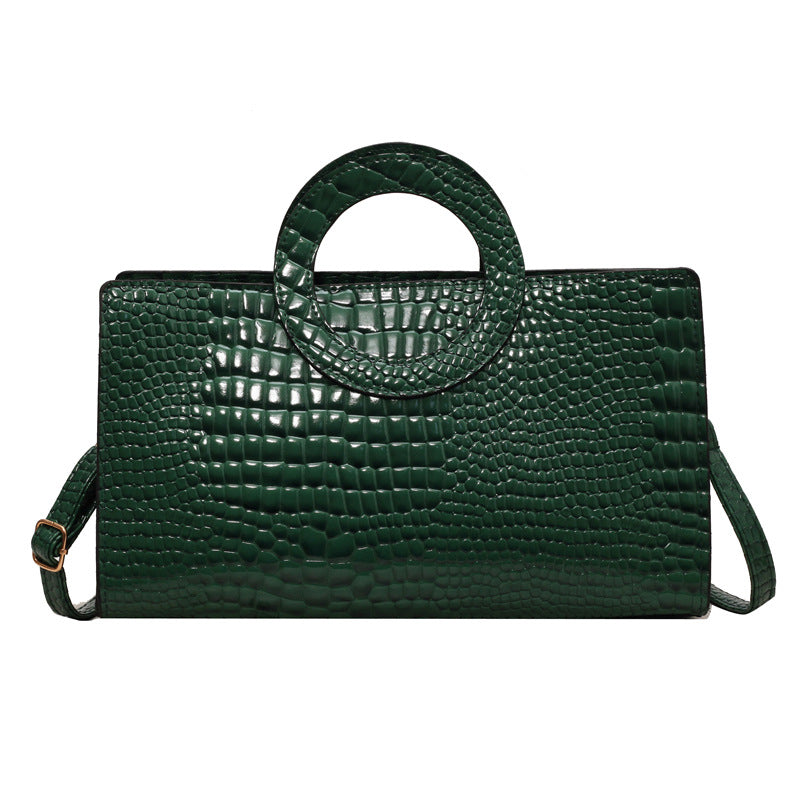 Women's Rectangle Crocodile Textured Handbag