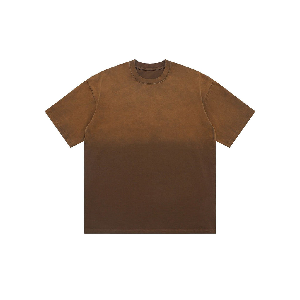American Retro Double Yarn Pure Combed Cotton Gradient T-shirt