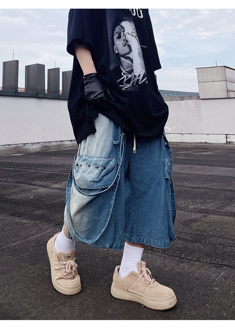 Men's Loose Cargo Denim Shorts