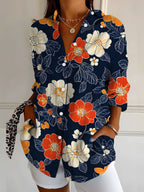 Women's Botanical Print Long Sleeve Shirt