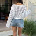Women's Netted Hollow Long-Sleeve Top