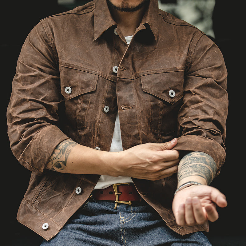 Men's Almond Brown American Retro Jacket
