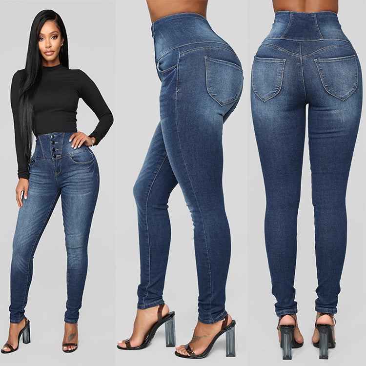 Women's High Waist Slim Fit Jeans