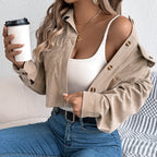 Women's Long Sleeve Corduroy Short Jacket