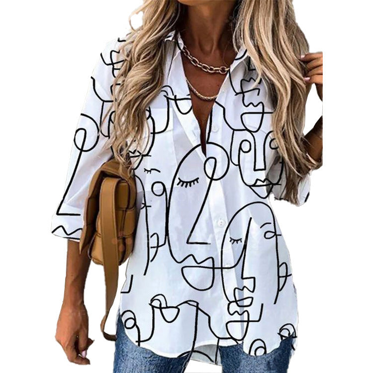 Women's Botanical And Abstract Long Sleeve Shirt