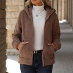 Women's Loose Pocket Hooded Zipped Sweater