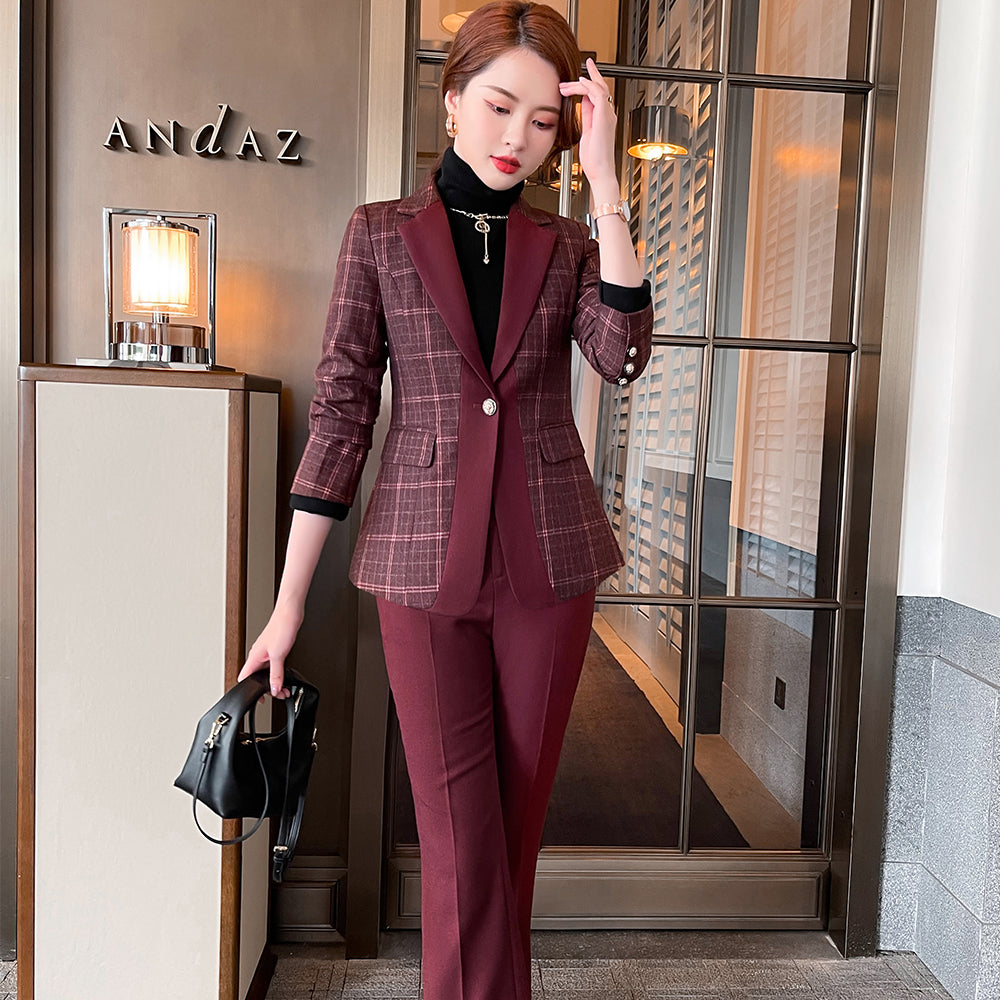Women's Grid Two-piece Suit