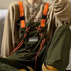Loose Straight Suspender Pants