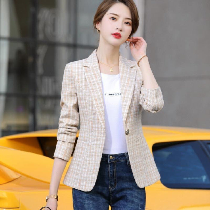 Women's Plaid Short Suit Coat