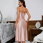 Women's Ice-Silk Backless Spaghetti Nightdress