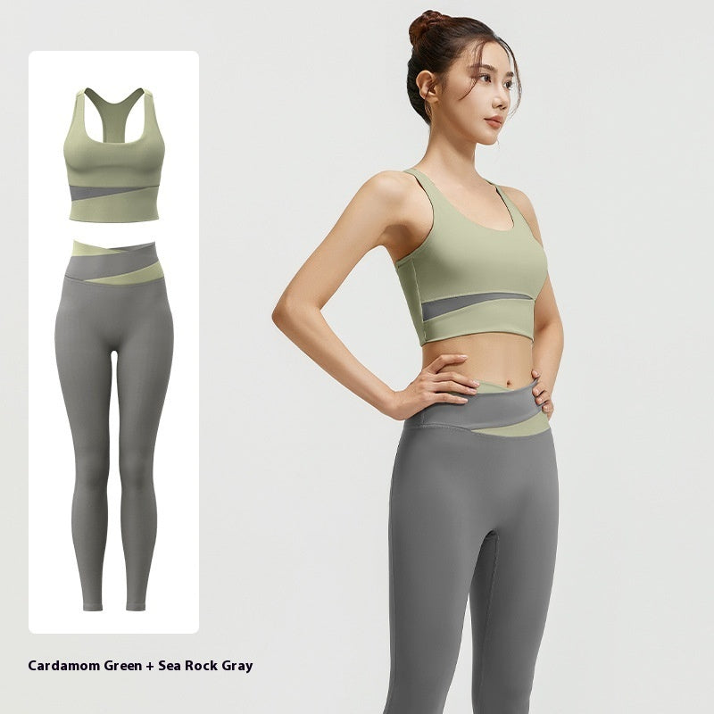 Women's Shockproof Supportive Belly Contracting 2 Piece Yoga Set