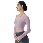 Women's Mesh Long-Sleeve Yoga Top With Built-In Sports Bra