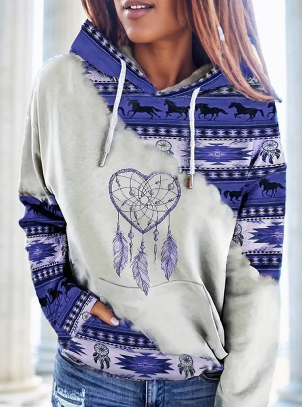 Women's Printed Long-sleeved Hoodie