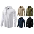 Men's Drawstring Cotton Long Sleeve Top