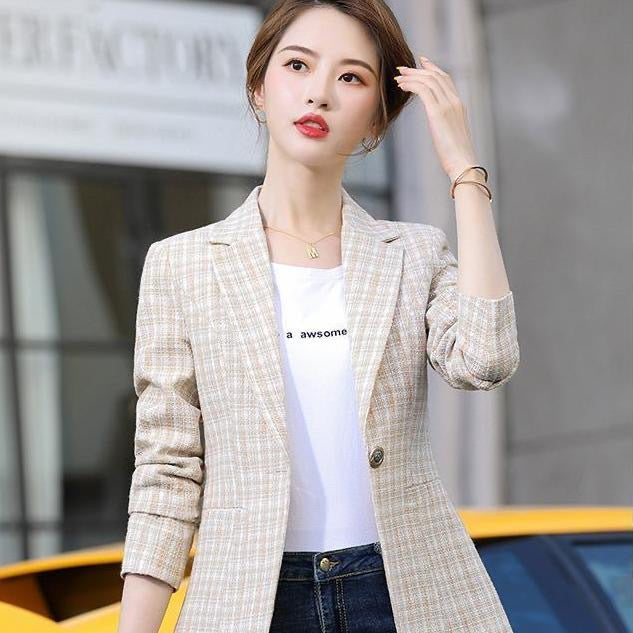 Women's Plaid Short Suit Coat