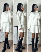 Women's 2 Piece Knitted Sweater And Short Skirt Set