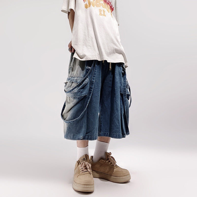 Men's Loose Cargo Denim Shorts