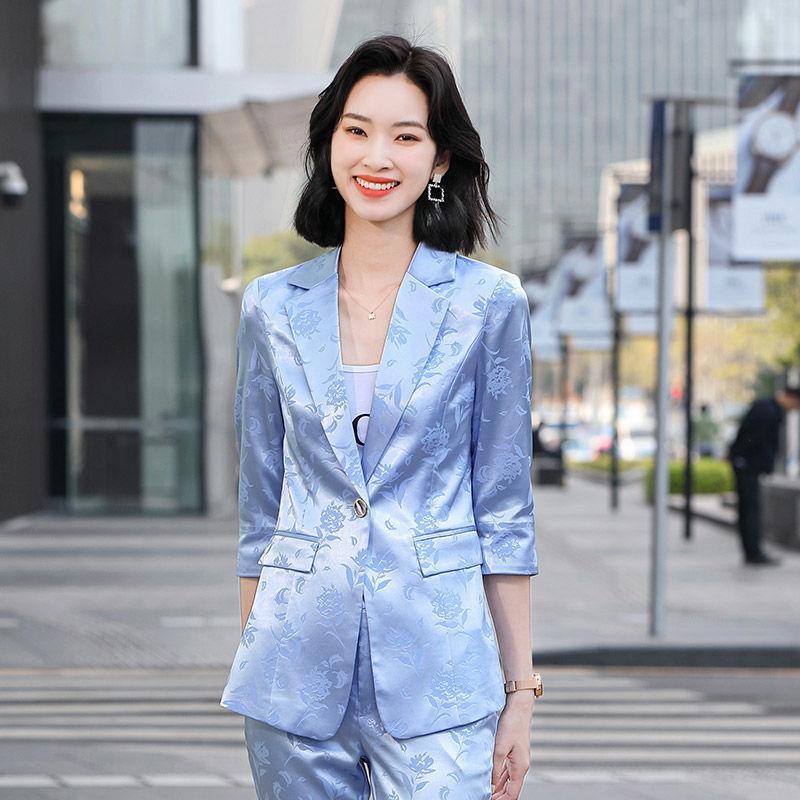 Women's Printed Satin Business Suit