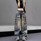Women's Multi-pocket Loose Washed Distressed Pants