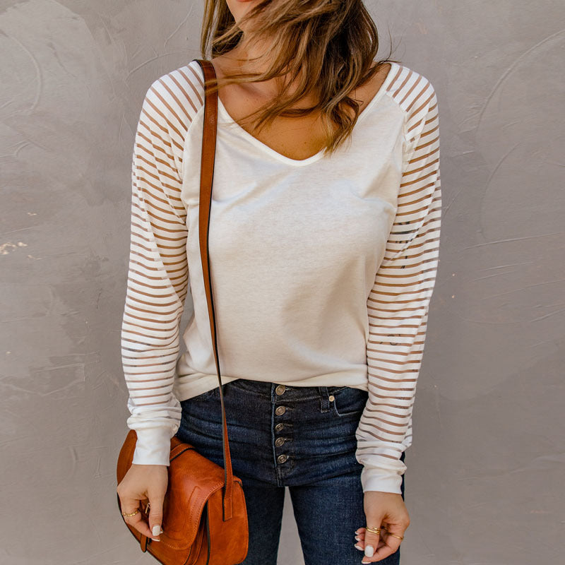 Women's Striped Sleeve Top