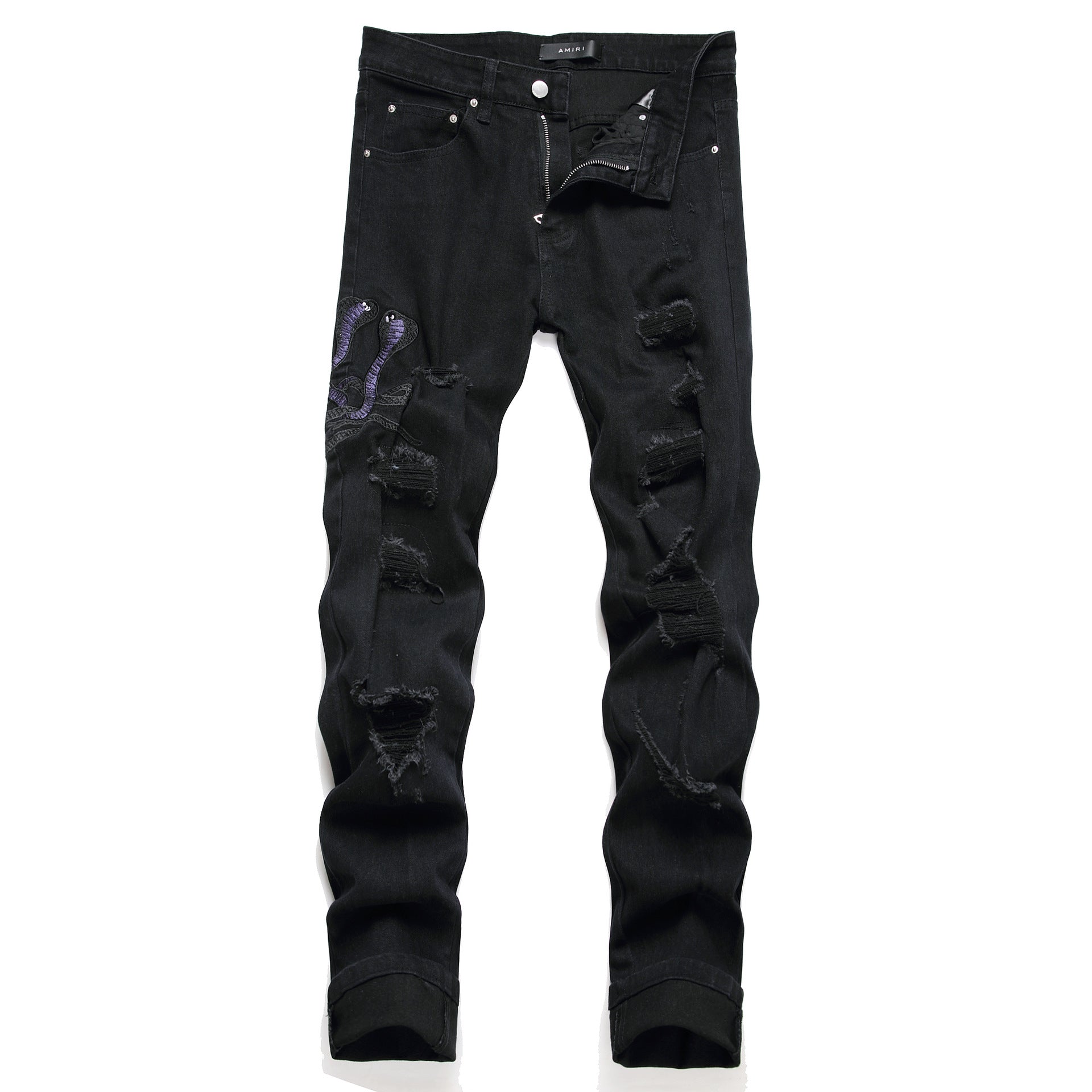 Men's Colored Ripped Patchwork Jeans
