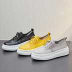 Women's Genuine Leather Lace-up Platform Shoes