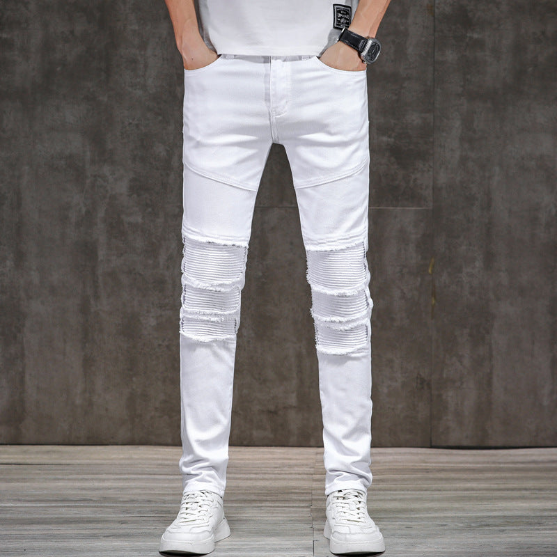 Men's Slim Fit Patchwork Jeans