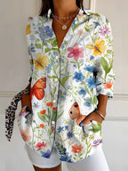 Women's Botanical Print Long Sleeve Shirt
