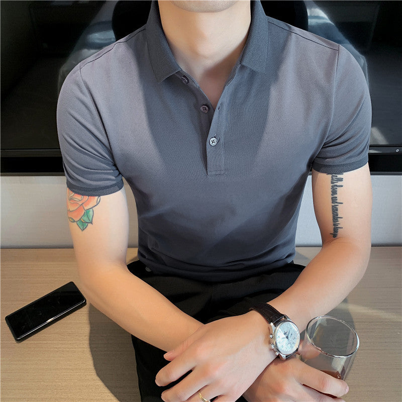 Men's Solid Color Short Sleeve Polo T-Shirt