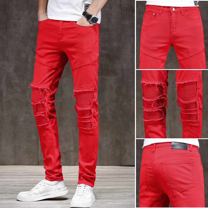 Men's Slim Fit Patchwork Jeans