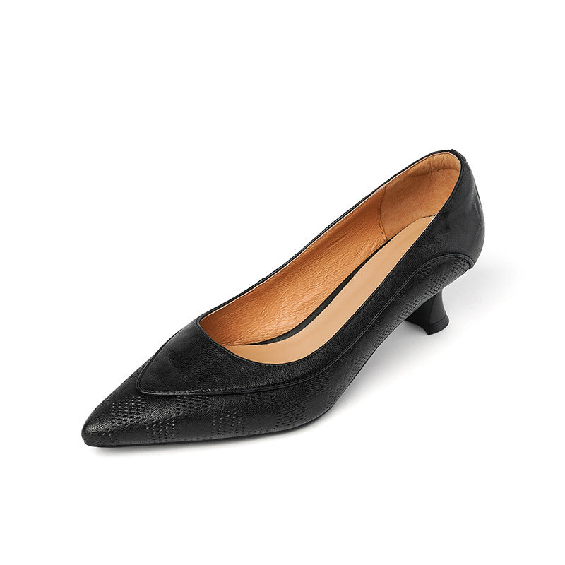 Women's Genuine Leather Pointed Toe Low-cut Shoes