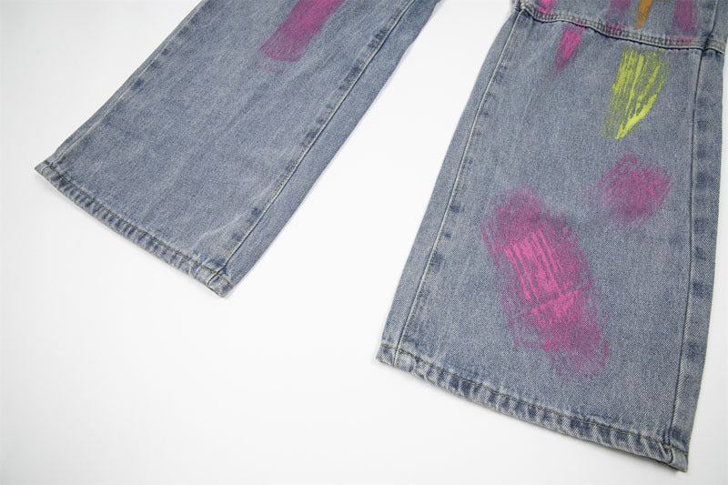 Messy Art Retro Street Hip Hop Graffiti Jeans