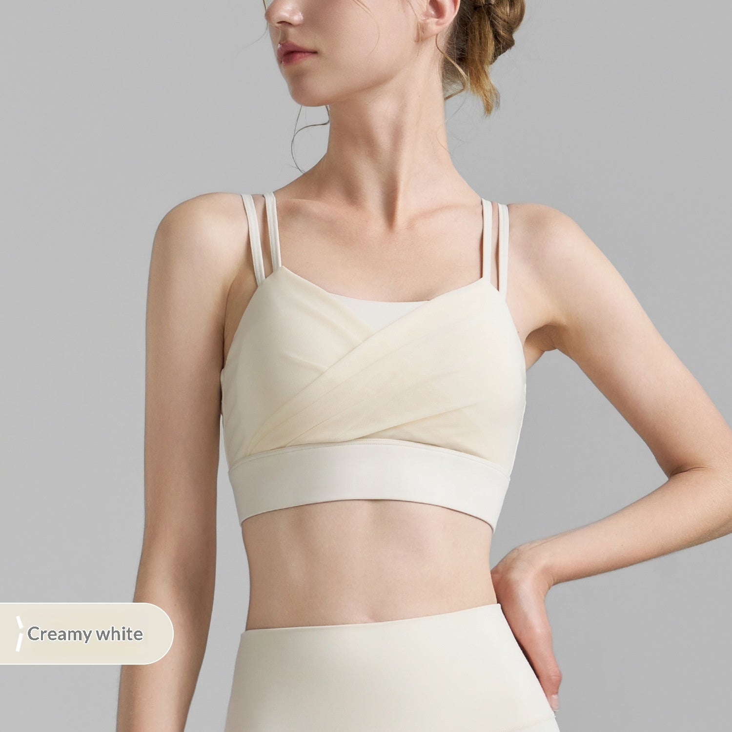 Women's Padded Mesh Pleated Sports Bra