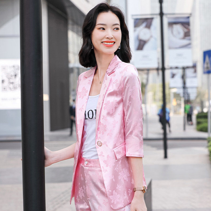 Women's Printed Satin Business Suit