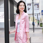 Women's Printed Satin Business Suit