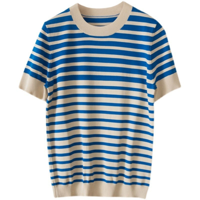 Women's Loose Round Neck Striped T-shirt