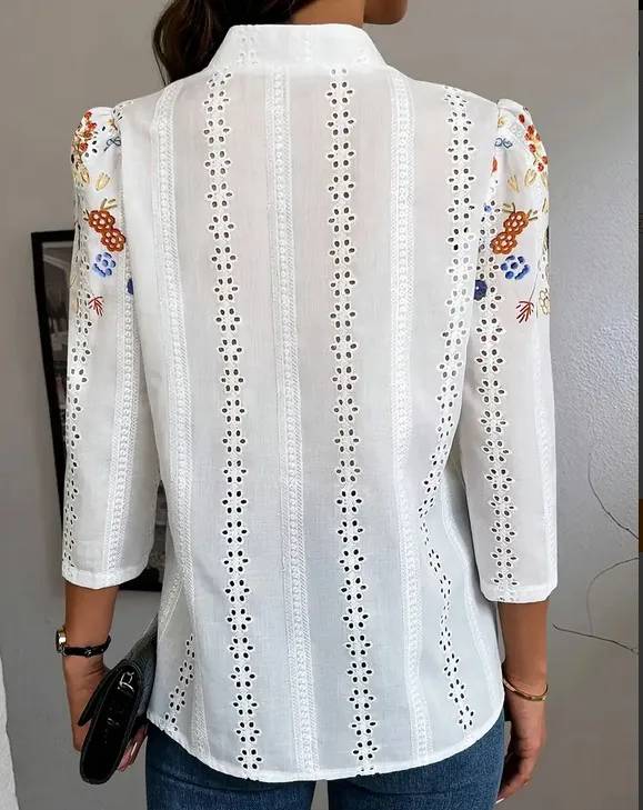 Women's Floral Spring Retro-Printed Shirt