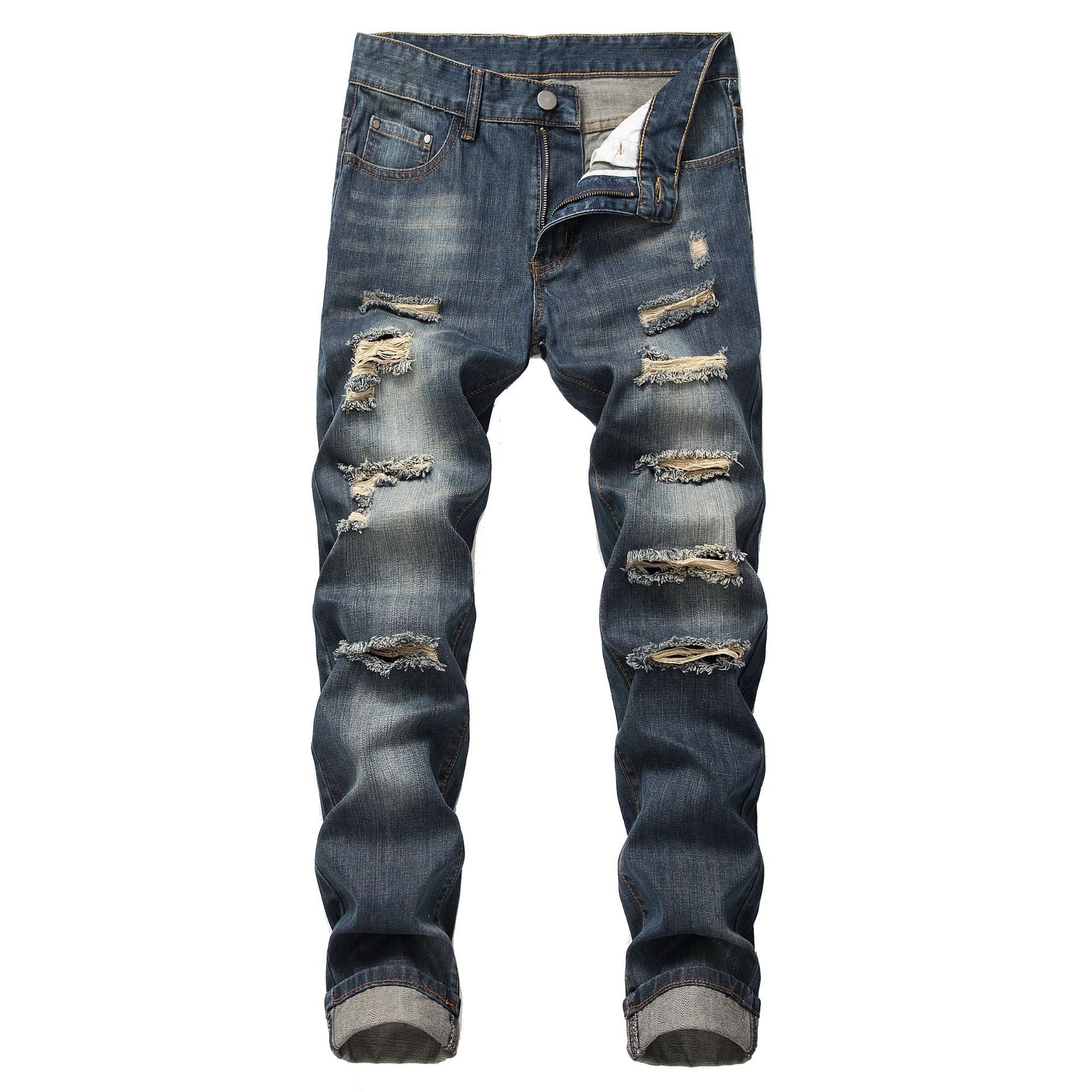 Men's Ripped Straight Jeans